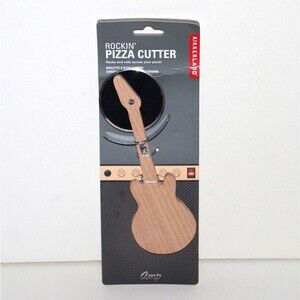 Kikkerland Rocking Pizza Cutter wood stainless steel fun kitchen gadget